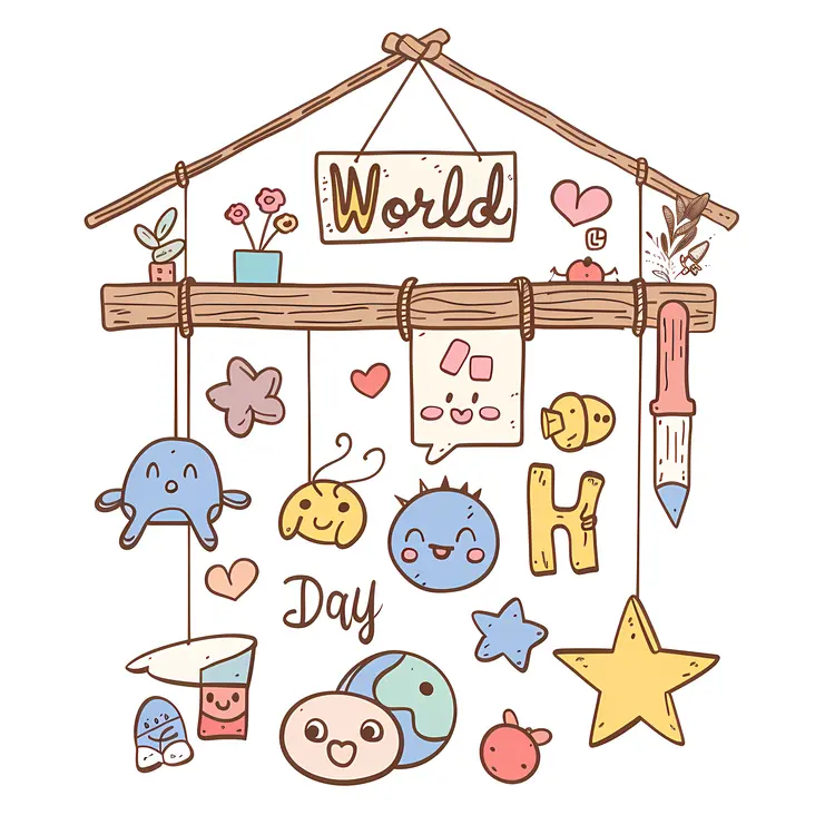Cute World Day Poster with Doodles and Characters