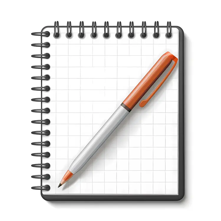Notebook and Pen with Grid Paper