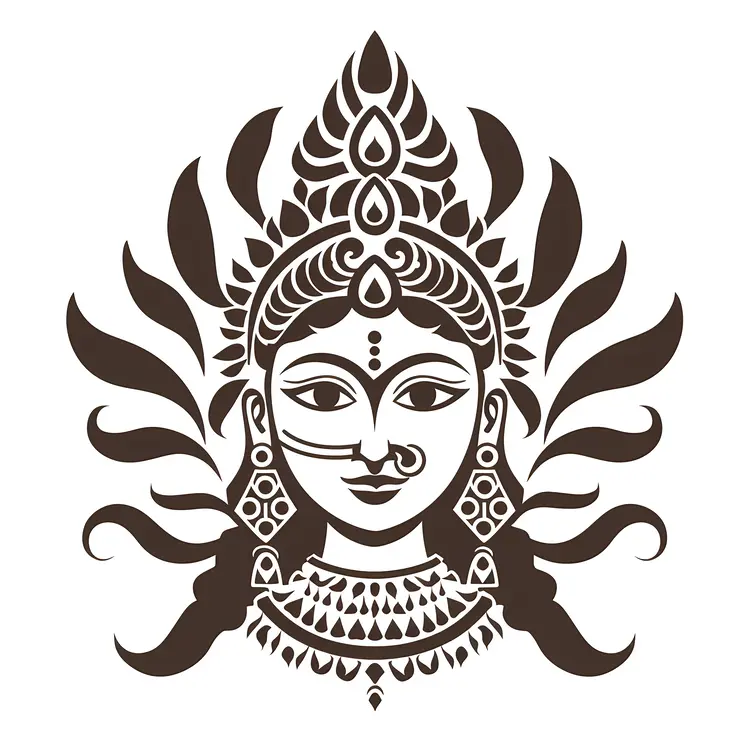 Monochrome Hindu Goddess Illustration