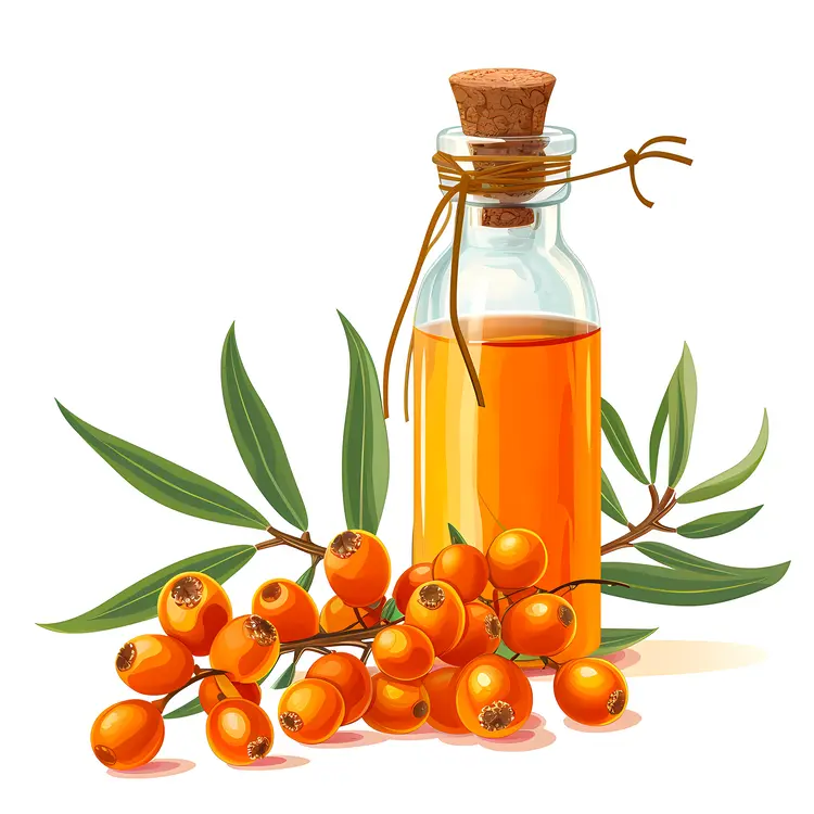 Orange Berries with Oil Bottle