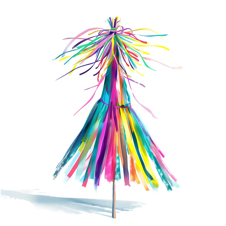 Simple Maypole with Colorful Ribbons
