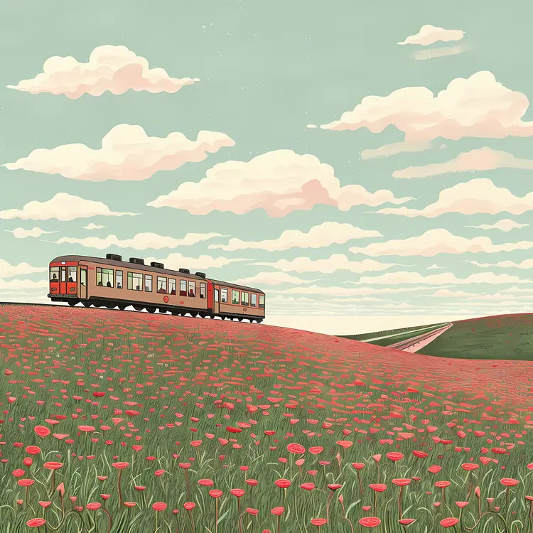 Train in a Field of Flowers