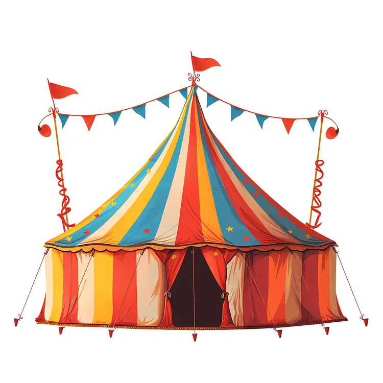 Colorful Circus Tent with Bunting and Flags