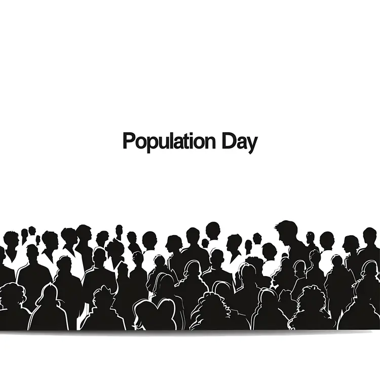 Black and White Population Day Illustration