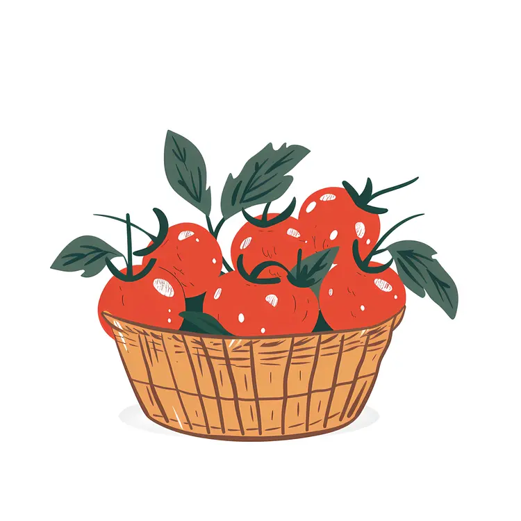 Fresh Red Tomatoes in a Basket
