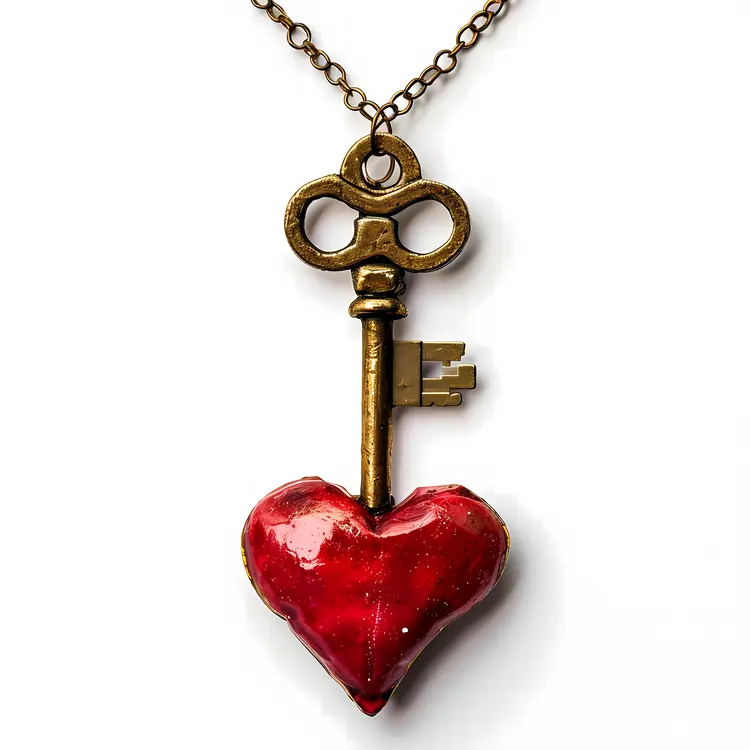 Antique Heart Key Necklace