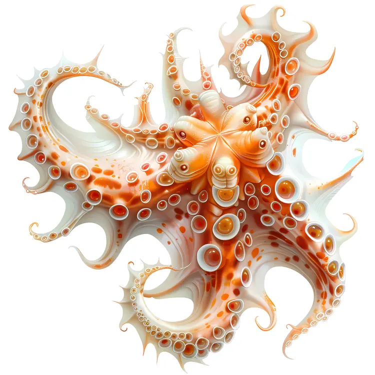 Orange and White Octopus with Tentacles