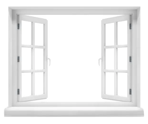 Open White Window Frame