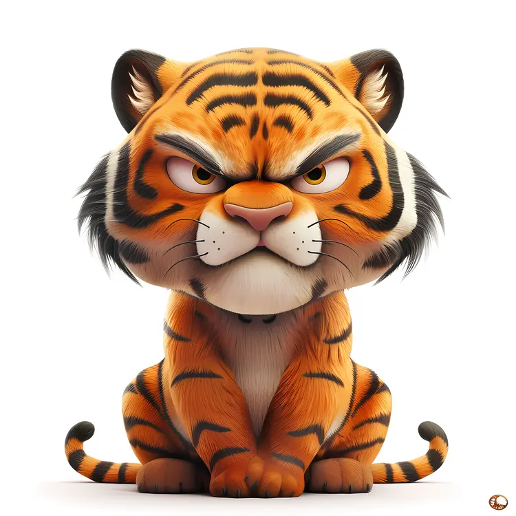 Angry Cute Cartoon Tiger
