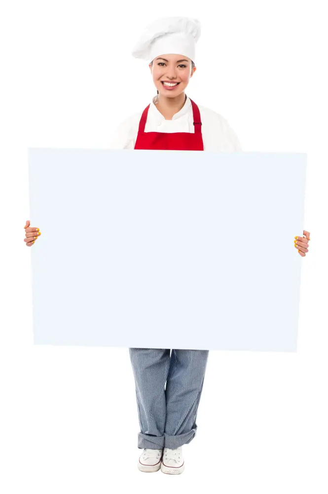 Chef Holding Blank Sign