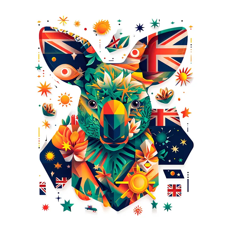 Colorful Koala with Australian Flag Elements