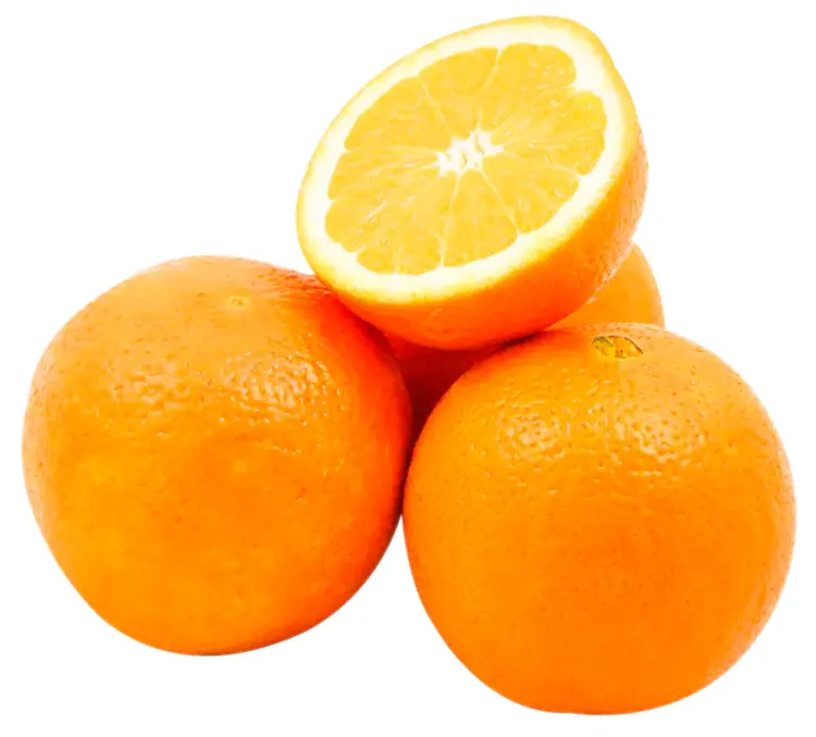 Whole Fresh Oranges with a Cut Half