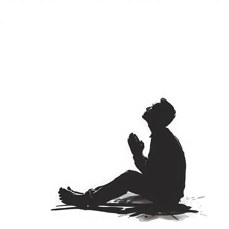 Praying Silhouette in Black and White