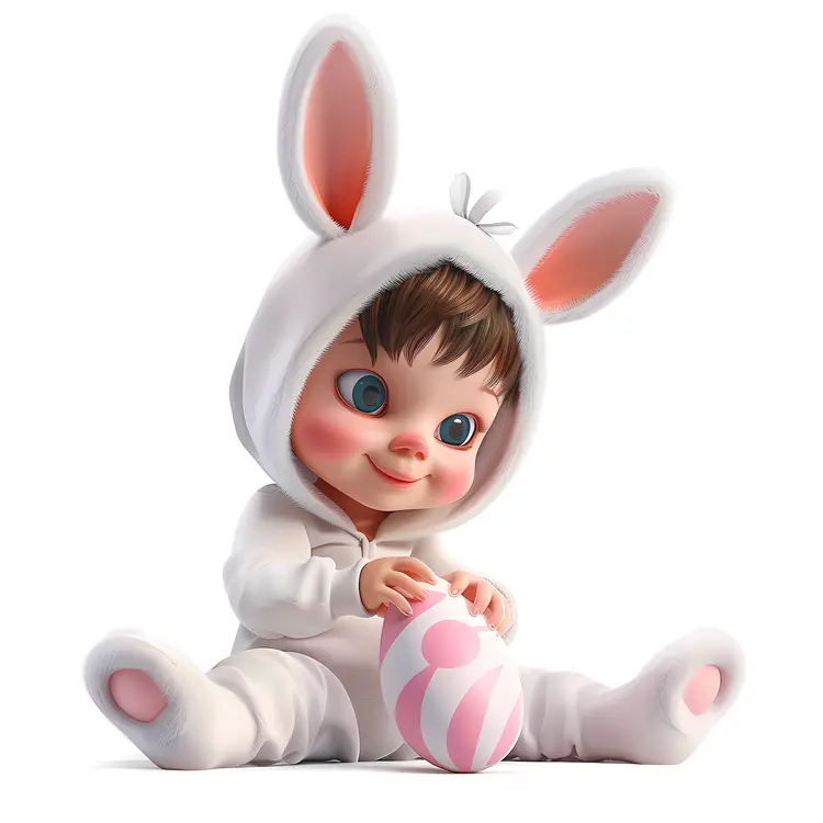 Cute Baby Bunny with Easter Egg