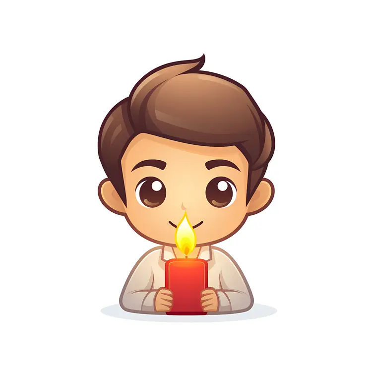 Boy Holding Red Candle