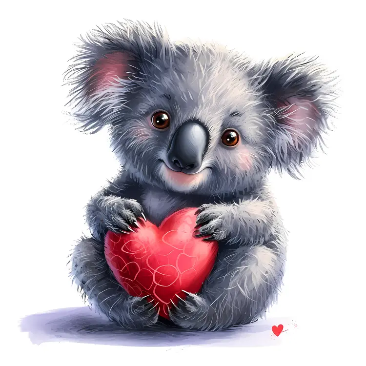 Adorable Koala Holding a Heart