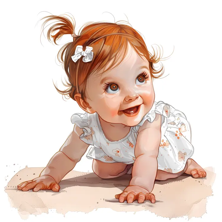 Smiling Baby Girl Crawling
