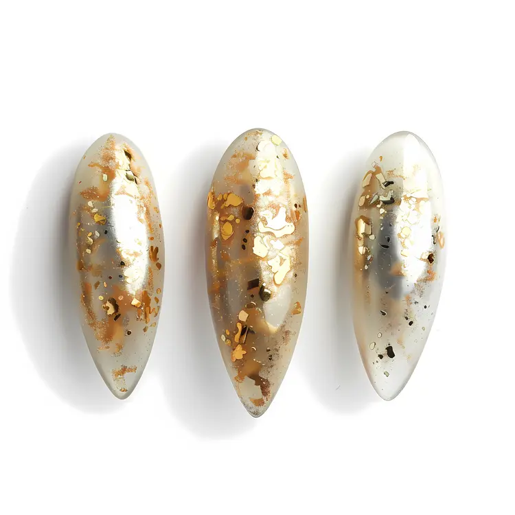 Glamorous Gold Flake Oval Nails