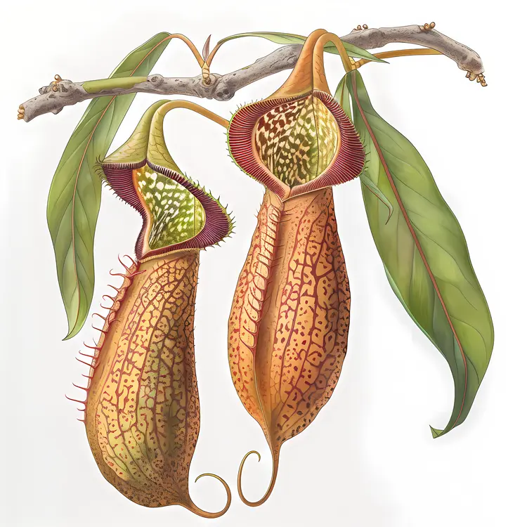Orange Pitcher Plants Illustration