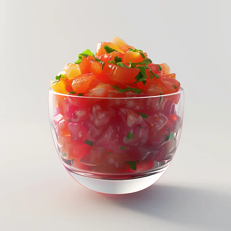 Colorful Salmon Poke in Glass Bowl