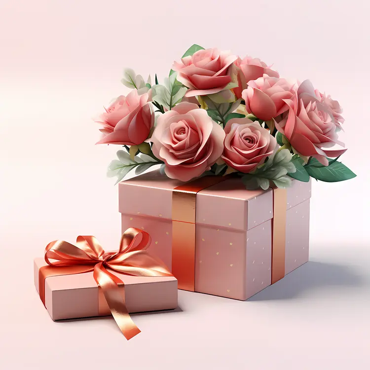 Beautiful Roses in a Gift Box for Valentine's Day