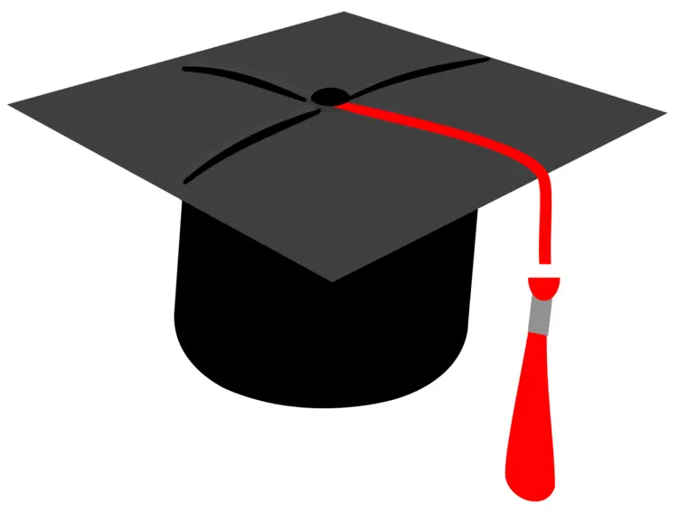 Black Graduation Cap with Red Tassel
