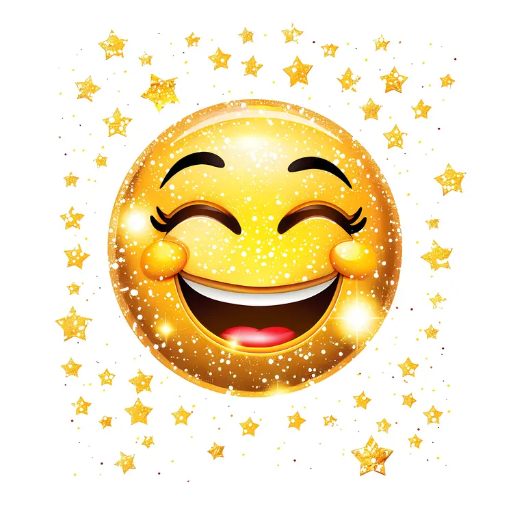 Smiling Emoji with Sparkling Stars