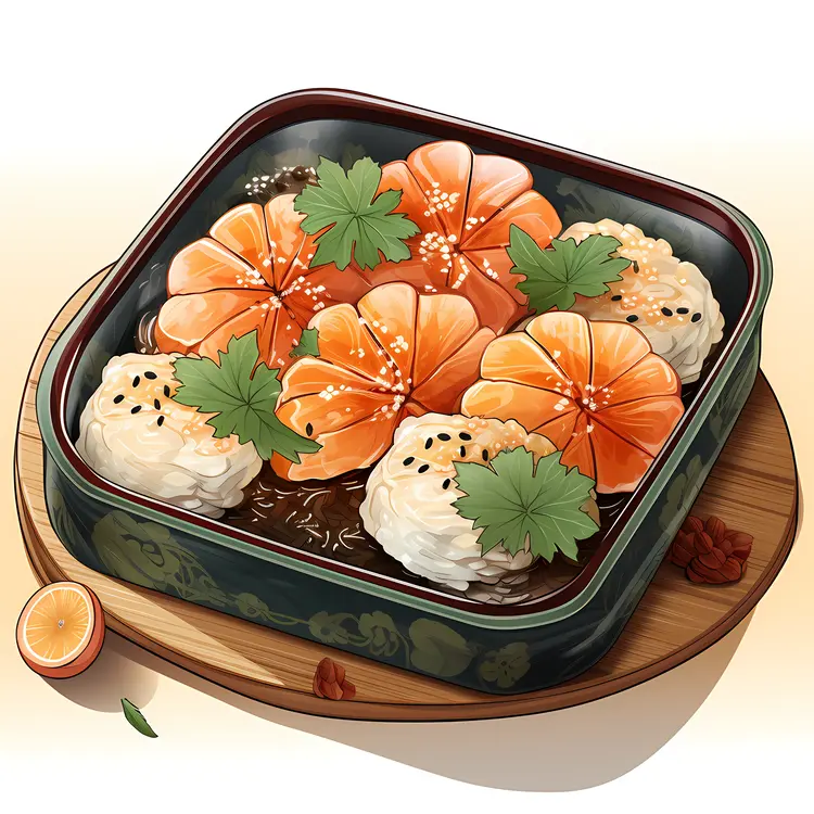 Bento Box with Rice and Orange Slices
