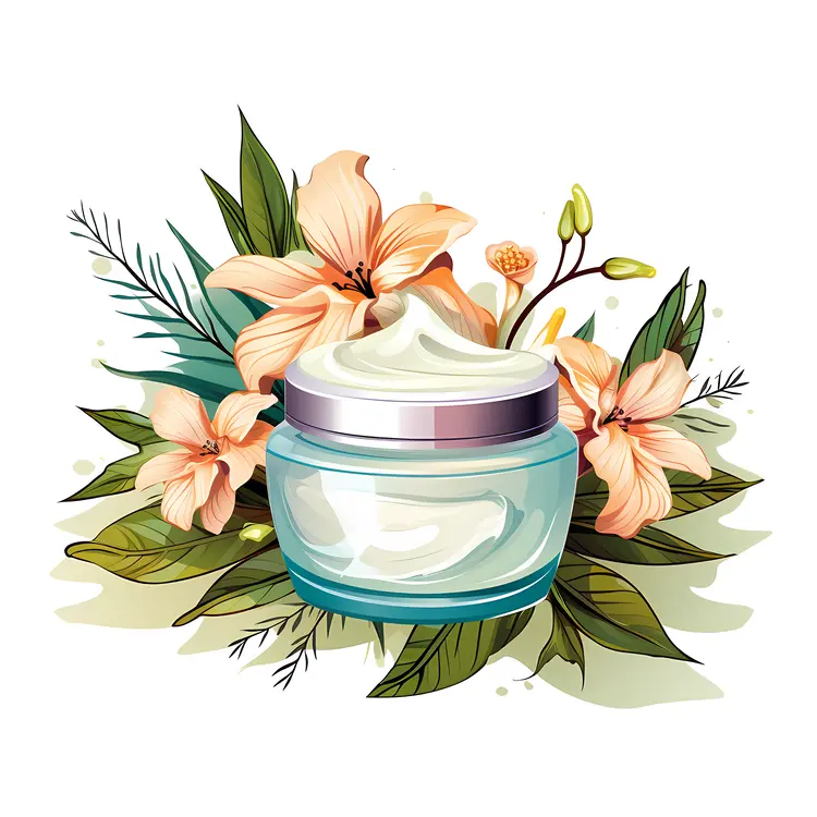 Cream Jar with Floral Design for Skincare
