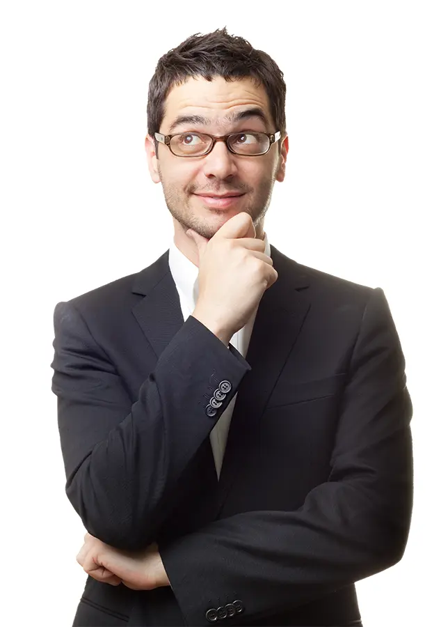 Man in Suit Thinking with Hand on Chin