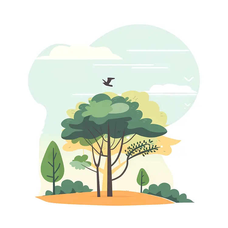 Cartoon Tree in a Landscape