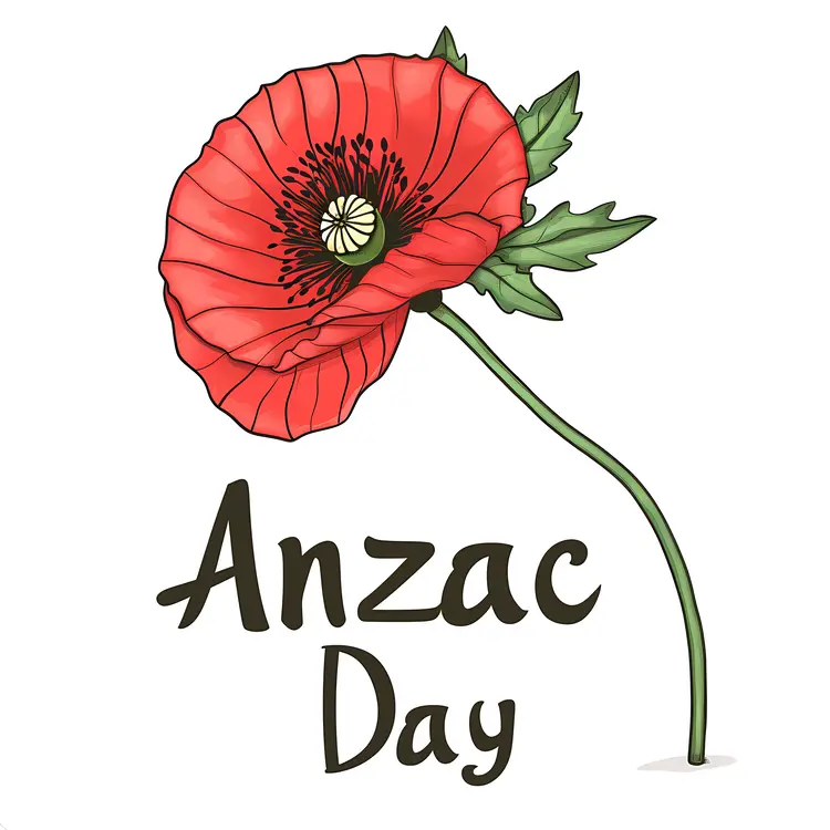 Red Poppy Flower for ANZAC Day