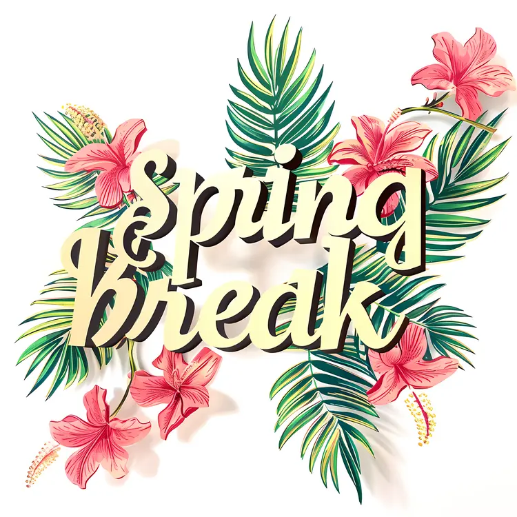 Spring Break Text with Flowers