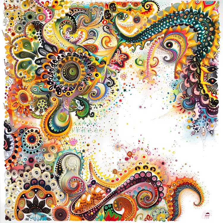 Colorful Abstract Patterns with Swirls and Shapes