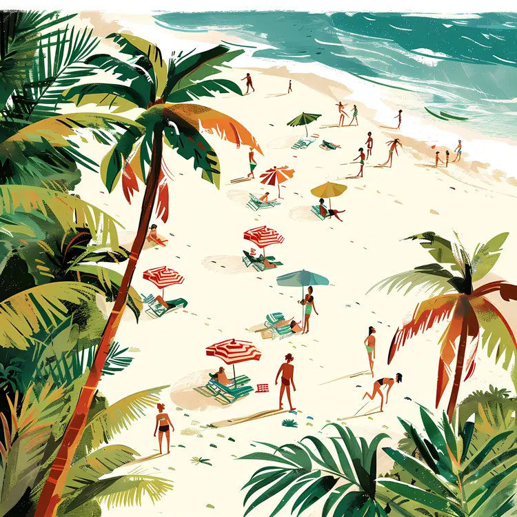 Tropical Beach with Palm Trees