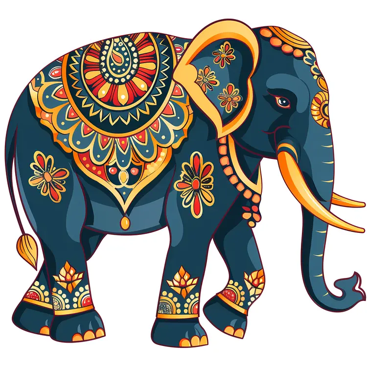 Colorful Decorated Elephant Illustration
