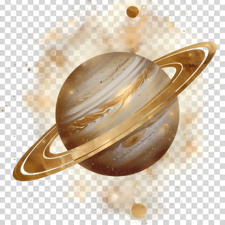 Saturn with Shiny Rings in Space