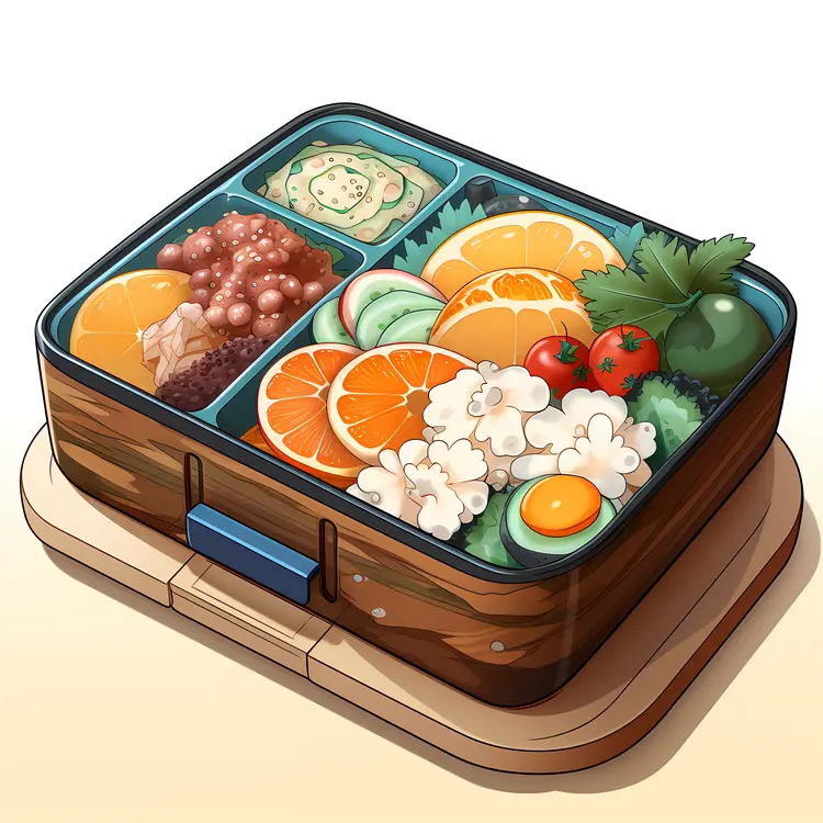 Healthy Bento Box with Fresh Fruits and Vegetables
