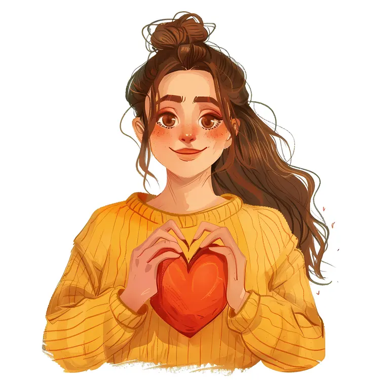 Girl Holding Heart Symbol