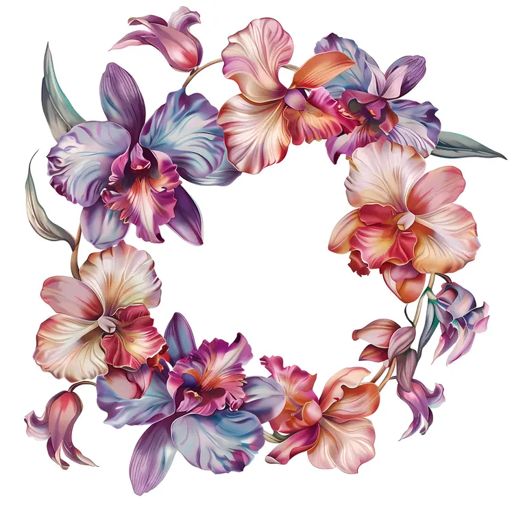 Vibrant Colorful Orchid Wreath