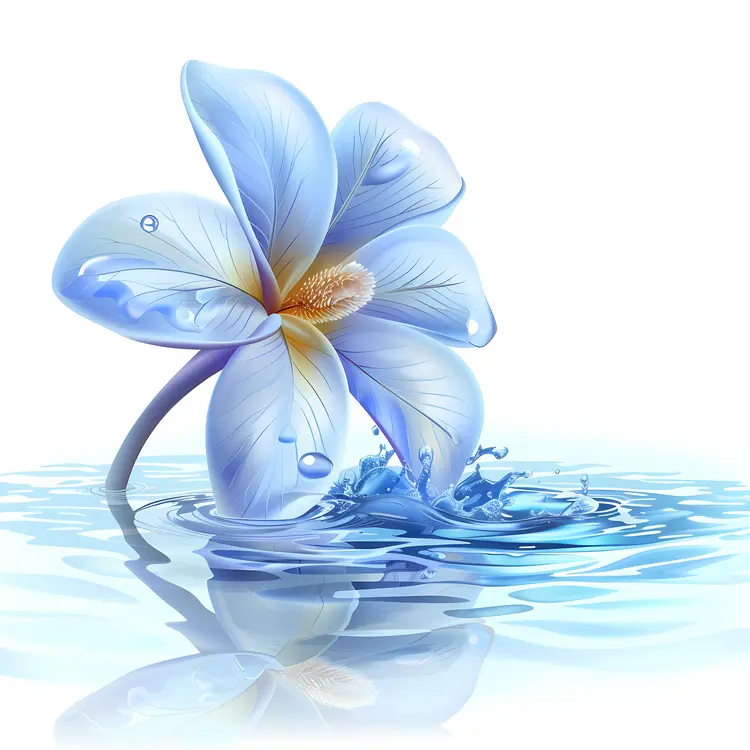 Illustrated Blue Flower in Water