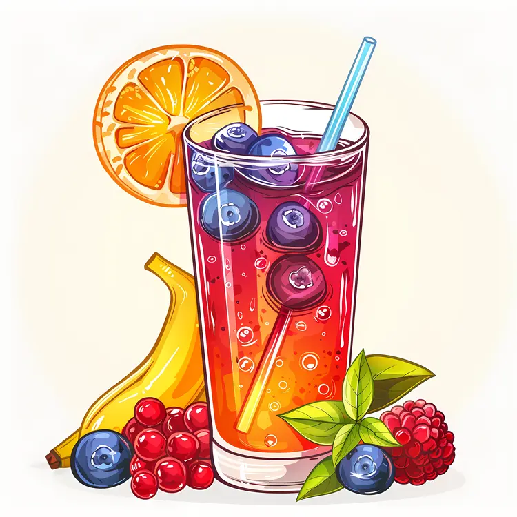 Refreshing Berry and Banana Fruit Juice