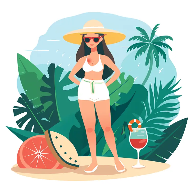 Woman in Summer Beach Outfit