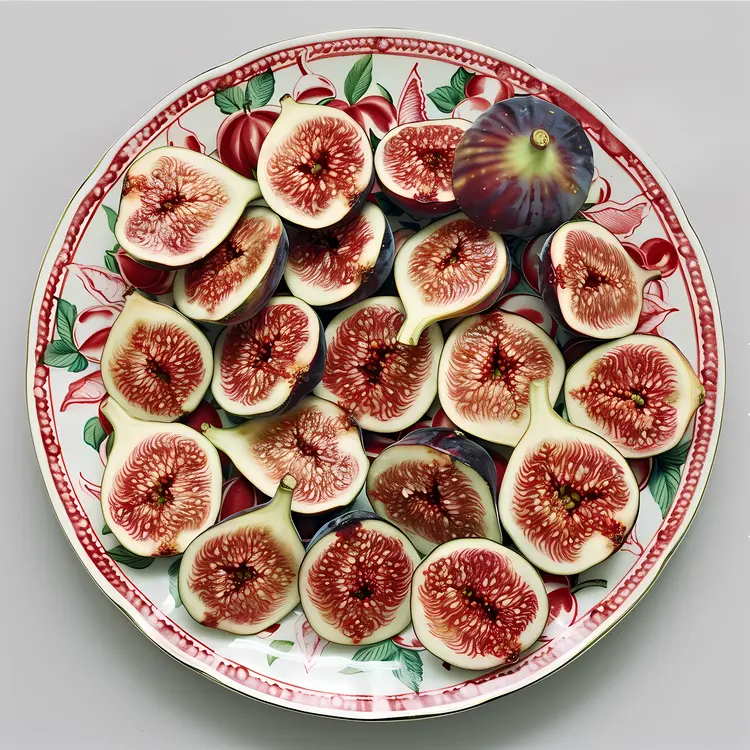 Fresh Sliced Figs on Decorative Plate