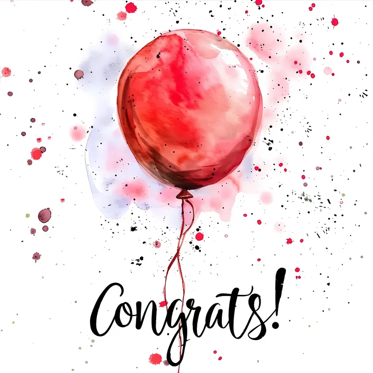 Red Balloon with Congrats Message