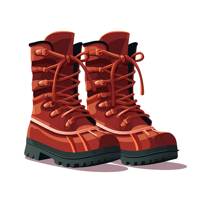 Red Winter Boots with Rubber Sole