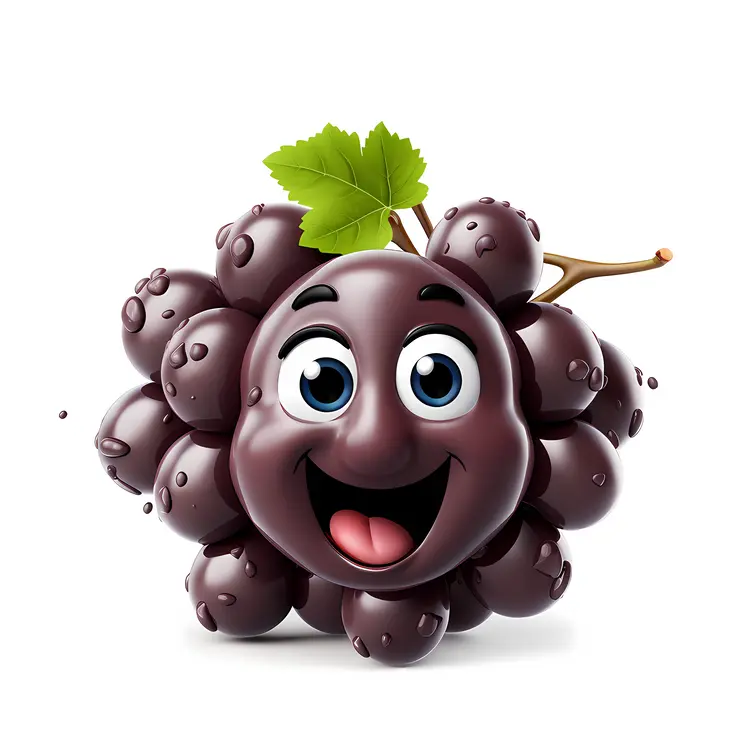 Cheerful Grape Cluster Cartoon