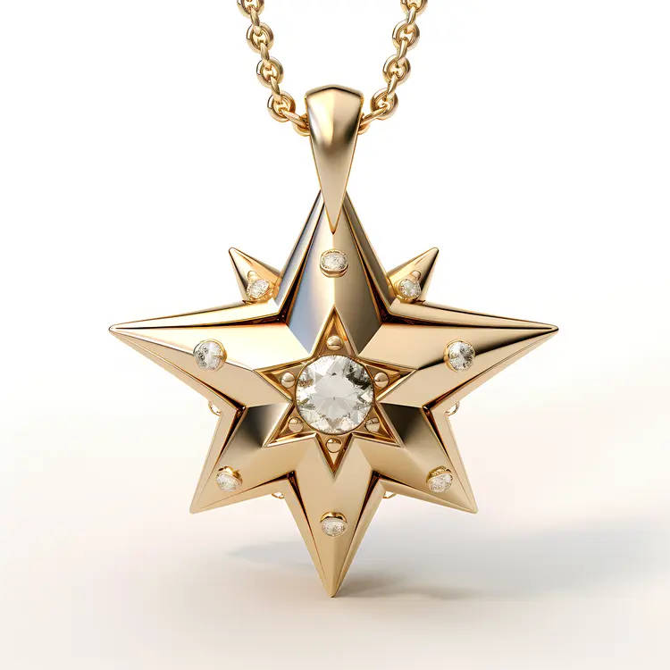 Gold Star Pendant with Gemstones