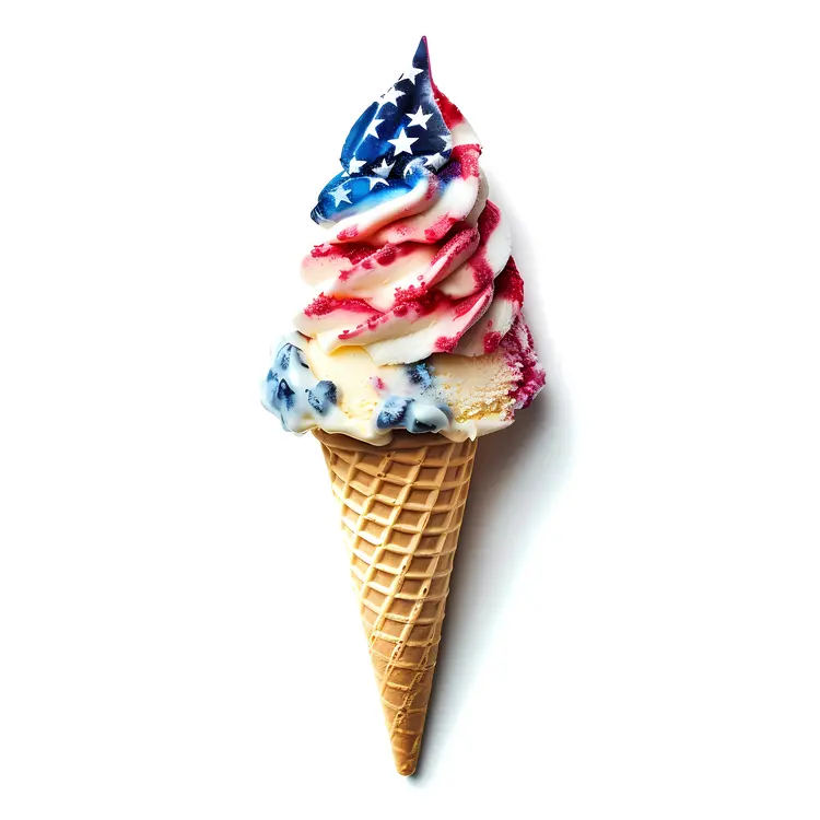 Patriotic Swirl Ice Cream Cone
