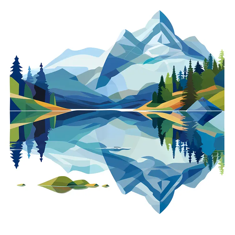 Mountain reflection in clear lake